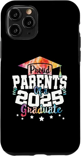 Vista 10 de iPhone 15 Parents of a 2025 Graduate Tie Dye Class Senior Graduation Case