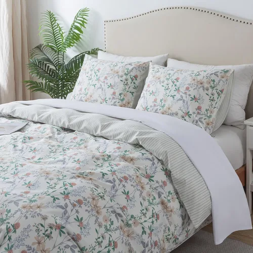 Vista 17 de HoneiLife Juegos de Fundas de Edredón Twin - Funda de Edredón Floral 100% Algodón, Juego de Ropa de Cama Transpirable de 2 Piezas con Cierre