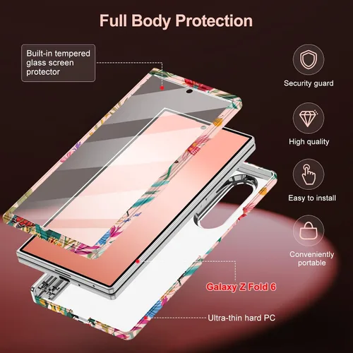 Vista 4 de Hekodonk Funda para Galaxy Z Fold 6, compatible con MagSafe, protector de pantalla integrado, protección de bisagra, magnética, delgada, a prueba