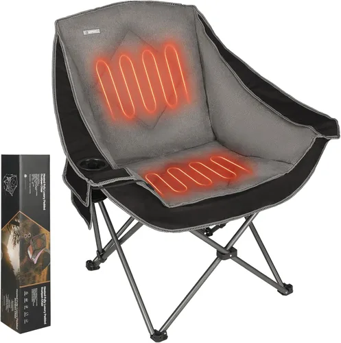 Vista 7 de Silla de Campamento Plegable CAMPHILL, Silla de Camping Portátil Extra Grande con Portavasos, Silla de Césped Resistente Acolchada para Camping