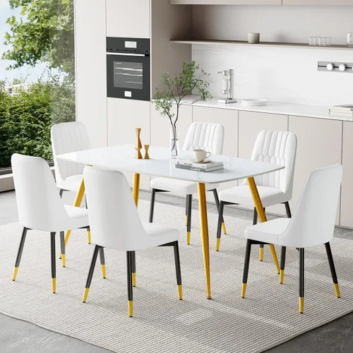 Vista 49 de Juego de 4 mesas de comedor negras para mesa de comedor de 4,50 pulgadas para 4, sillas de cocina de piedra sinterizada, fácil de montar, adecuado