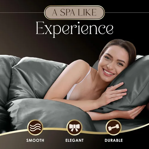 Vista 3 de Martex Elegance - Juego de 2 fundas de almohada estándar, color plateado Plata