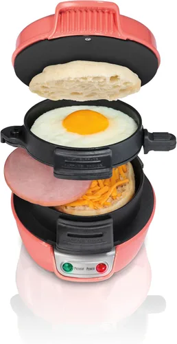 Vista 17 de Hamilton Beach Sandwichera de desayuno con anillo para cocinar huevos, ingredientes personalizados, perfecta para magdalenas inglesas, croissants
