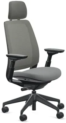 Vista 11 de Steelcase Silla de oficina serie 2 con reposacabezas, marco de grafito, respaldo de aire con 3D Microknit Cogent Connect Regaliz
