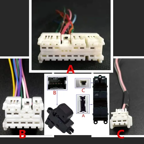 Vista 2 de Conjunto de Ensamblaje de Interruptor de Ventana Eléctrica Conector de Arnés para Nissan Titan Armada Altima Almera Pathfinder Patrol Murano