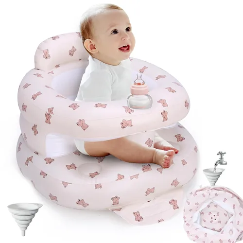 Vista 8 de Asiento de bebé inflable para bebés de 3 meses en adelante, asiento inflable de apoyo para bebé para sentarse, silla de bebé con bomba de aire