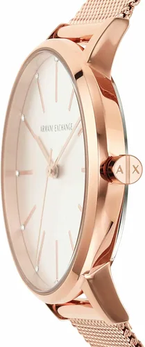 Vista 5 de Armani Exchange - Reloj de cuarzo de acero inoxidable con correa de piel para mujer, Malla de acero rosa, Reloj de cuarzo