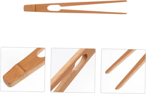 Vista 7 de STOBAZA Pinzas de cocina con clip de bambú para cocinar platos de cocina, clips antideslizantes para estufa