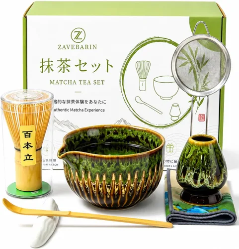 Vista 11 de Matcha Whisk Set, Ceramic Tea Kit Includes Bowl Blue