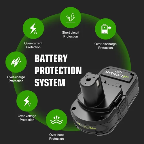 Vista 6 de Enermall Paquete de 2 baterías de repuesto P102 de 3600 mAh para Ryobi de 18 V Plus compatibles con baterías Ryobi de 18 V P108 P103 P105 P107 P109