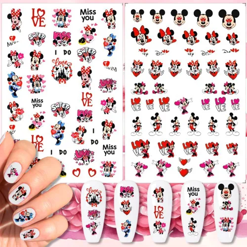 Vista 4 de Calcomanías de arte de uñas de San Valentín, calcomanías autoadhesivas 3D, diseño de corazón romántico, diseño de corazón romántico, calcomanías