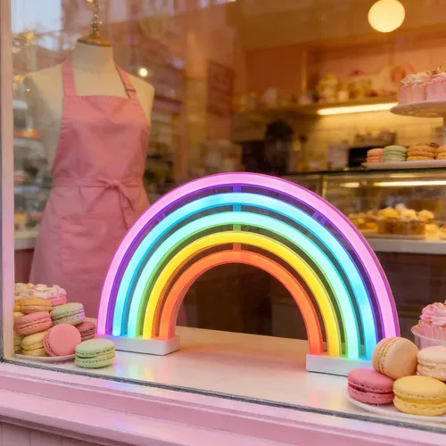 Vista 4 de Nordstylee Letreros de luz neón de arcoíris, luces LED de noche de arco iris para decoración de regalo de niños, pared, fiesta de cumpleaños