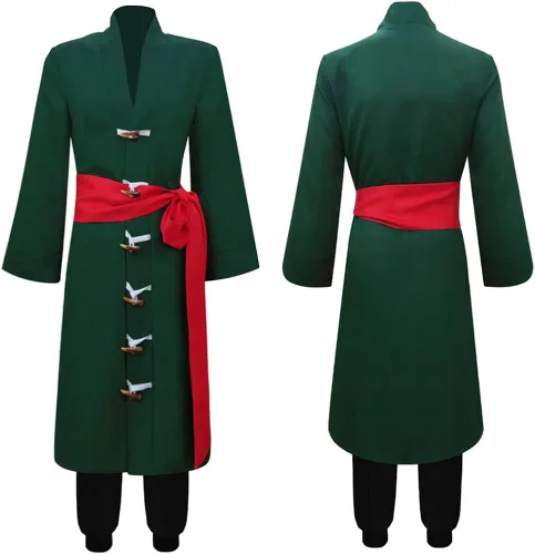 Vista 6 de Metaparty Roronoa Zoro - Disfraz de cosplay de anime de una pieza con capucha y cinturón para hombre
