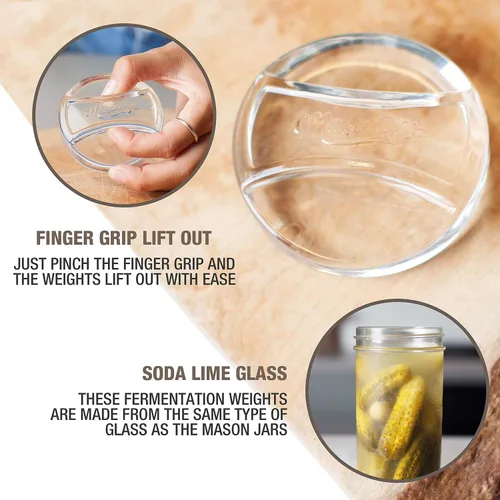 Vista 4 de Masontops Pickle Pebble Glass Infinity Pesas para fermentar – Juego de pesas para decapado – Combo ancho/regular