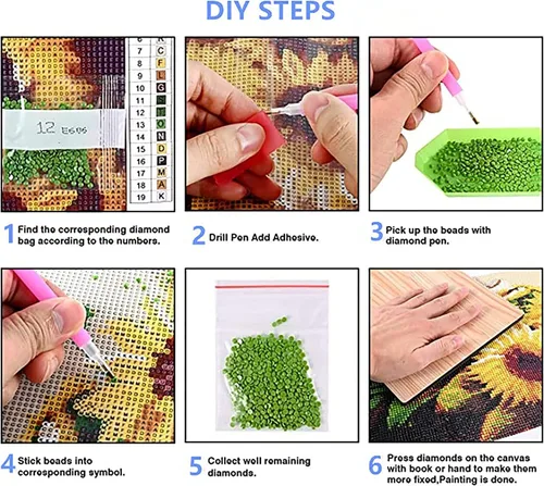 Vista 7 de GemZono Paquete de 4 kits de pintura de diamantes para adultos, bricolaje 5D de Halloween, pintura de diamante con diamantes redondos, kit