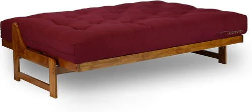 Vista 4 de Nirvana Futons Colchón de futón extra grueso de 10 pulgadas, sarga burdeos borgoña (Burgundy Twill)