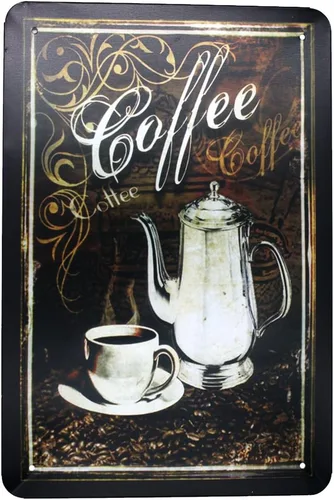 Vista 11 de pared de metal estaño signo, estilo clásico ornamento café de café y Bar Decor, tamaño 8" x 12