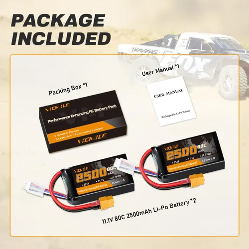 Vista 6 de 3S Lipo Batería 2500mAh 11.1V 80C Alta tasa de descarga Shorty Pack Baterías RC con XT60 Plug Fit para RC Avión FPV Quadcopter Helicóptero Drone