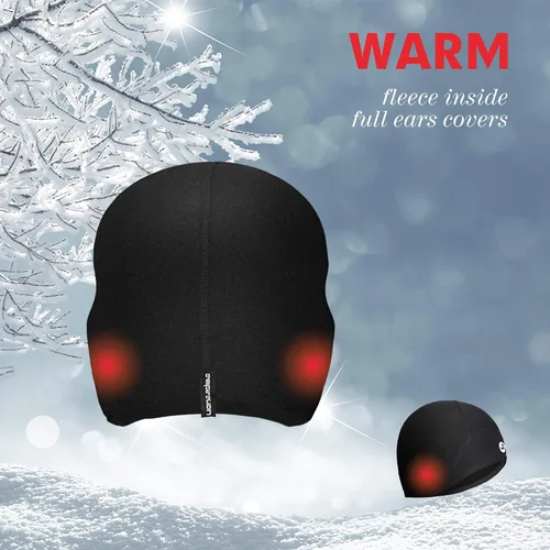 Vista 5 de Lightweight Thermal Skull Cap Ears Warm Cycling Helmet Liner Winter Running Beanie Hats Sweat Wicking