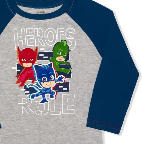Vista 6 de PJ Masks Catboy Gekko and Owlette Boys Long Sleeve Shirt and Jogger Pants Set for Toddler and Little Kids NavyGrey