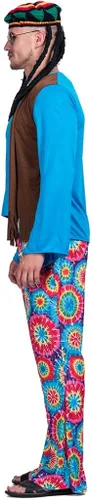 Vista 3 de EraSpooky Disfraz hippie de amor y paz para hombre