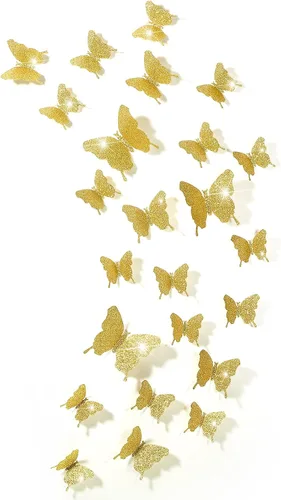 Vista 11 de 48 calcomanías 3D, espejadas, de mariposa, adhesivos para pared, para manualidades, decoración de pared para el hogar, 3 tamaños Negro
