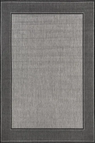 Vista 2 de Alfombra para exteriores con borde gris nuLOOM, gris
