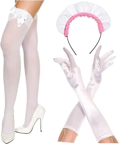 Vista 7 de Elibelle Vestido de sirvienta de anime japonés para cosplay, dulce clásico Lolita, delantal elegante con calcetines y guantes