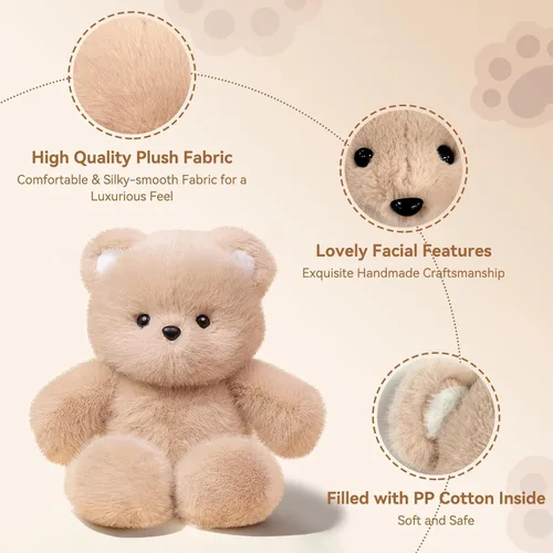 Vista 2 de Oso de peluche, 16 pulgadas, lindos peluches abrazables, oso marrón, regalo de cumpleaños para niñas y niños