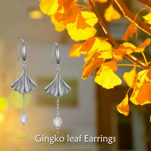 Vista 6 de ButterflyEvil EyeGinkgo Leaf Earrings Sterling Silver Moonstone Dangle Earrings Jewelry Gifts for Women