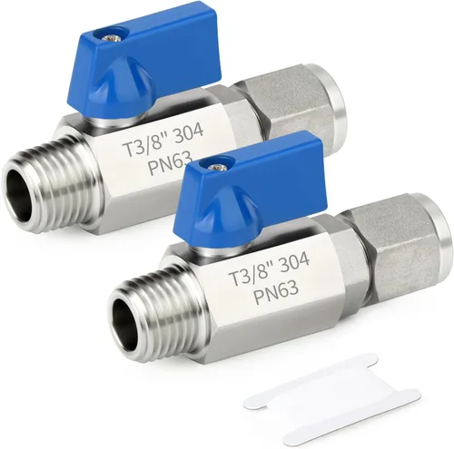 Vista 12 de TAISHER 1PCS 304 de compresión de acero inoxidable mini válvula de bola interruptor de apagado, tubo de 1/2 "OD x 1/2" NPT macho