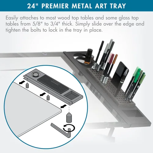 Vista 3 de SD STUDIO DESIGNS Modern Premier - Bandeja de metal para mesa de arte y manualidades, 24 pulgadas, color negro