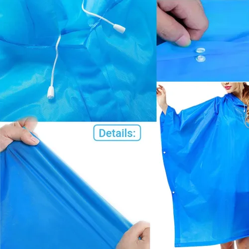 Vista 4 de 4 Pack Rain Ponchos for Adult,Reusable Raincoat Rain Jacket Rainwear Women Girls,Camping,Hiking,Travel Rain Gear