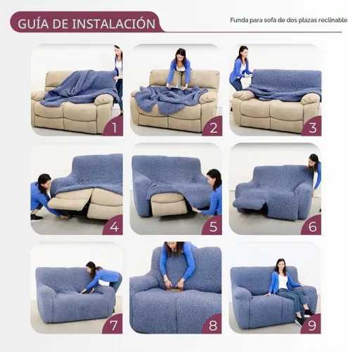 Vista 9 de PAULATO BY GA.I.CO. Funda para sofá biplaza reclinable, funda reclinable, funda de tela suave, protector elástico de ajuste de forma de 1 pieza