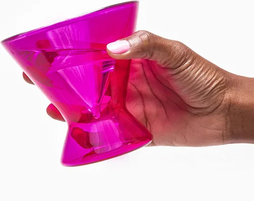 Vista 5 de Dragon Glassware x Barbie Vasos de Martini sin Tallo - Juego de 2 vasos de Martini de 7 onzas color rosa y magenta - Juego de cóctel con aislamiento