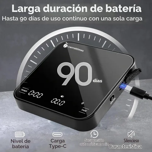 Vista 3 de Mini báscula de café recargable con temporizador, escala de espresso de precisión de 4.4 lbs/0.004 oz, báscula de café digital portátil con 4 modos