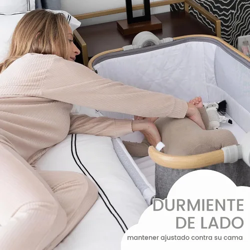 Vista 3 de KoolerThings 3 en 1 cuna/moisés para bebé, cama junto a la cama y corralito, fácil de plegar y portátil (Gris) - KoolaBaby (Gris-Aspecto Madera)