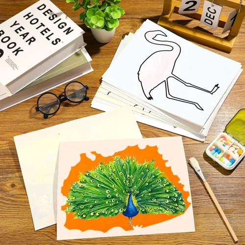 Vista 5 de Teling 20 piezas de productos de demencia para ancianos reutilizables para garabatos de agua con 1 pincel de pintura, tema animal, dibujo