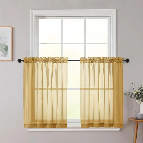 Vista 173 de 2 paneles de cortinas traslúcidas blancas para dormitorio, sala de estar, 96 pulgadas de largo, modernas, suaves, ligeras, con bolsillo para barra