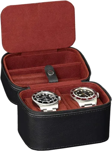Vista 8 de ROTHWELL Juego de regalo Caja de reloj de cuero con 10 ranuras y funda de viaje para 2 relojes a juego - Organizador de exhibición de estuche