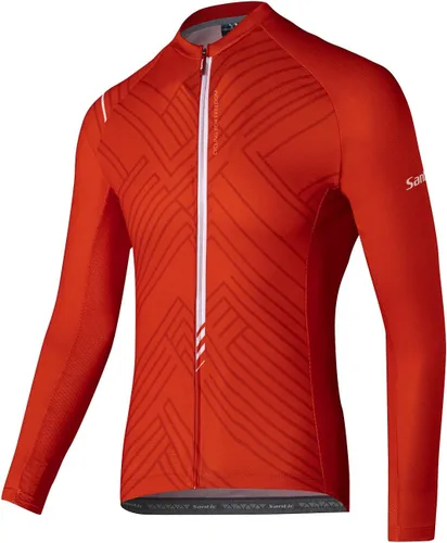 Vista 61 de Santic - Camiseta de ciclismo para hombre, manga larga, reflejante, cremallera completa, con bolsillos