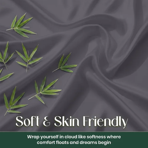 Vista 6 de SGI bedding Juego de sábanas tamaño matrimonial de lujo de 4 piezas, 100% viscosa de bambú cultivada orgánicamente, ultra suave, refrescante