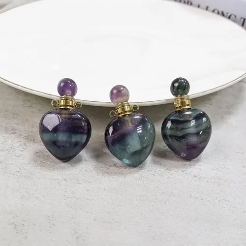 Vista 15 de Perfume Bottle Necklace Heart Shape, Amethyst Necklace Healing Crystal for Women, Essential Oil Diffuser Bottle Necklace Jewelry for Liquid