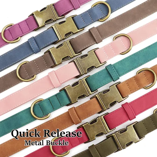 Vista 7 de Didog Collar de perro de piel sintética suave, elegante collar de liberación rápida para perros pequeños, fácil de limpiar, collar ajustable