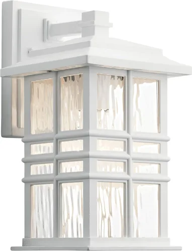 Vista 11 de Kichler Beacon 49829BKT - Lámpara de pared cuadrada de 12 pulgadas para exteriores con cristal martillado transparente en negro texturizado