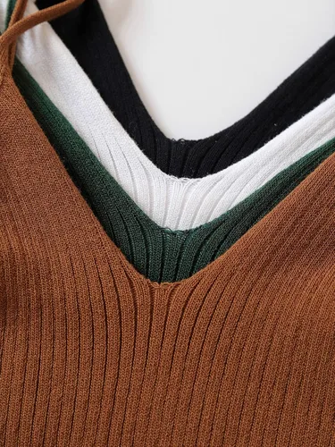 Vista 5 de Floerns Camisola de 4 piezas para mujer, con tirantes delgados, ajustada, ombliguera