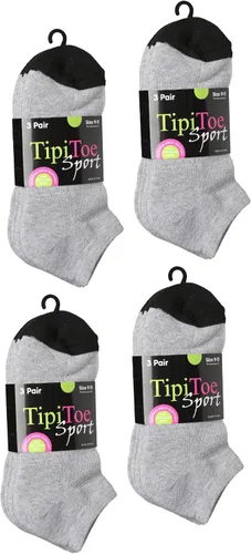 Vista 45 de Tipi Toe Women’s 12 Pack Cushioned Low Cut Socks – Breathable, Moisture-Wicking Athletic Comfort for Running & Daily Wear