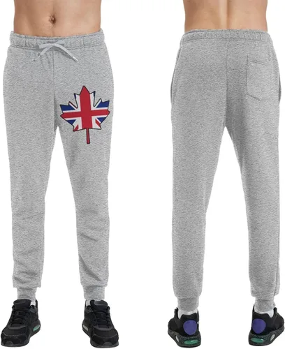 Vista 6 de British Flag Canada Maple Leaf Men's Casual Yoga Sweatpants Workout Athletic Elastic Waist Pants Outdoor Jogger Pants Black