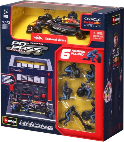 Vista 7 de Bburago 1:43 2024 Race Oracle Red Bull RB20 Pit Pass, Verstappen #1