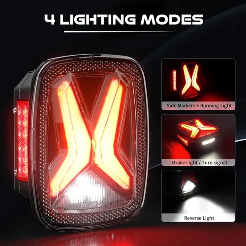 Vista 2 de LX-LIGHT DOT Humo X Forma Luces Traseras LED Luz de Freno Señal de Giro Luces Traseras LED Luces de Placa con EMC Compatible con Jeep Wrangler CJ YJ